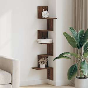 vidaXL N&aacute;stěnn&aacute; rohov&aacute; police hněd&yacute; dub 32x32x127,5cm kompozitn&iacute; dřevo