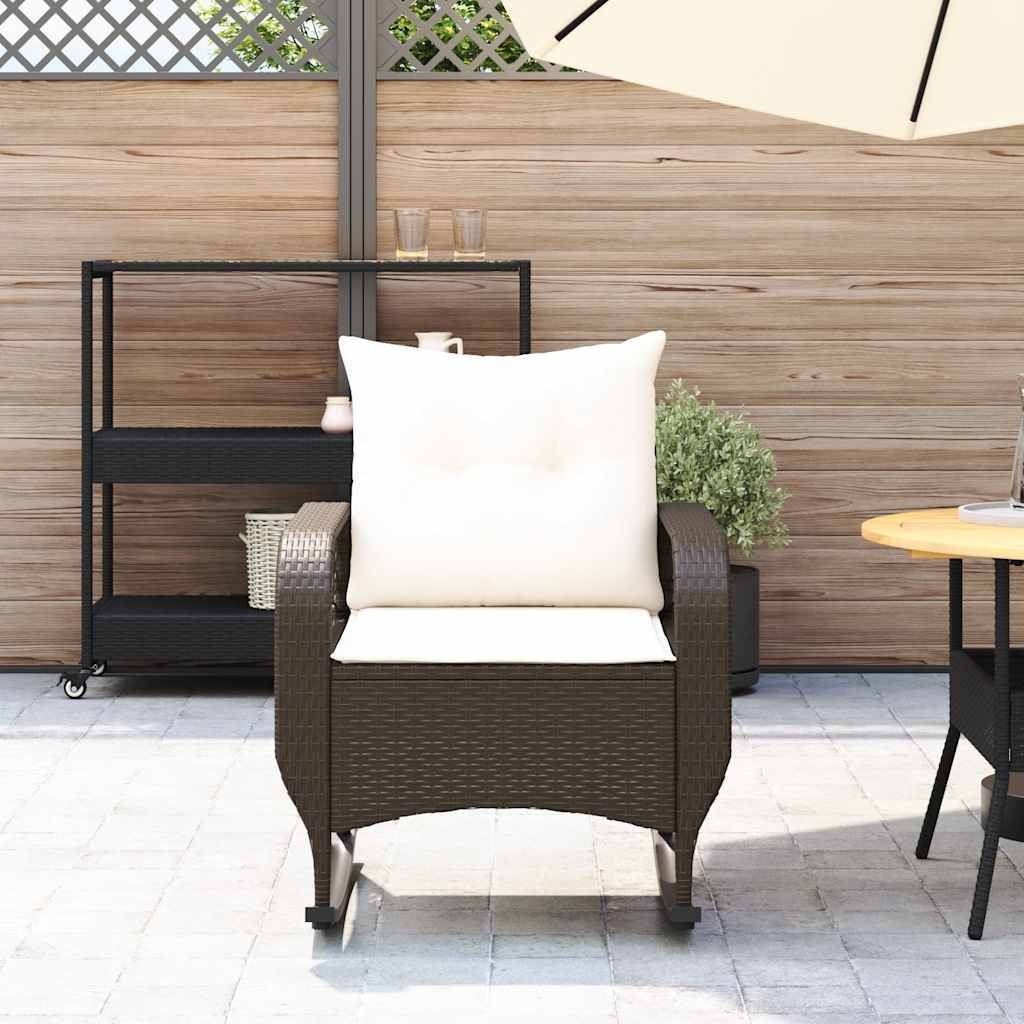 vidaXL barna polyrattan kerti hintaszék párnákkal
