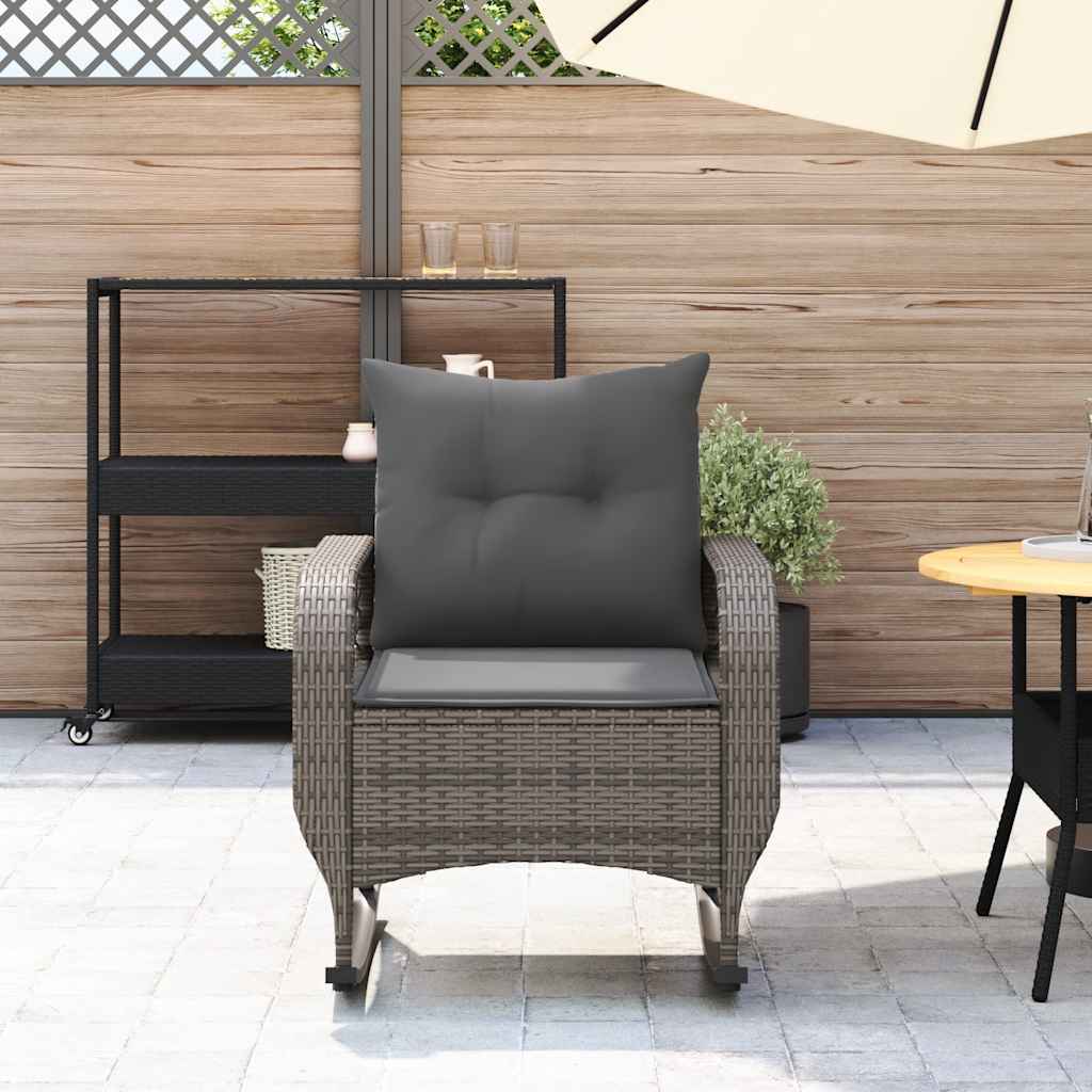 vidaXL szürke polyrattan kerti hintaszék párnával