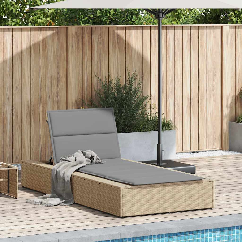 vidaXL Ligbed met zwevend kussen poly rattan beige afbeelding