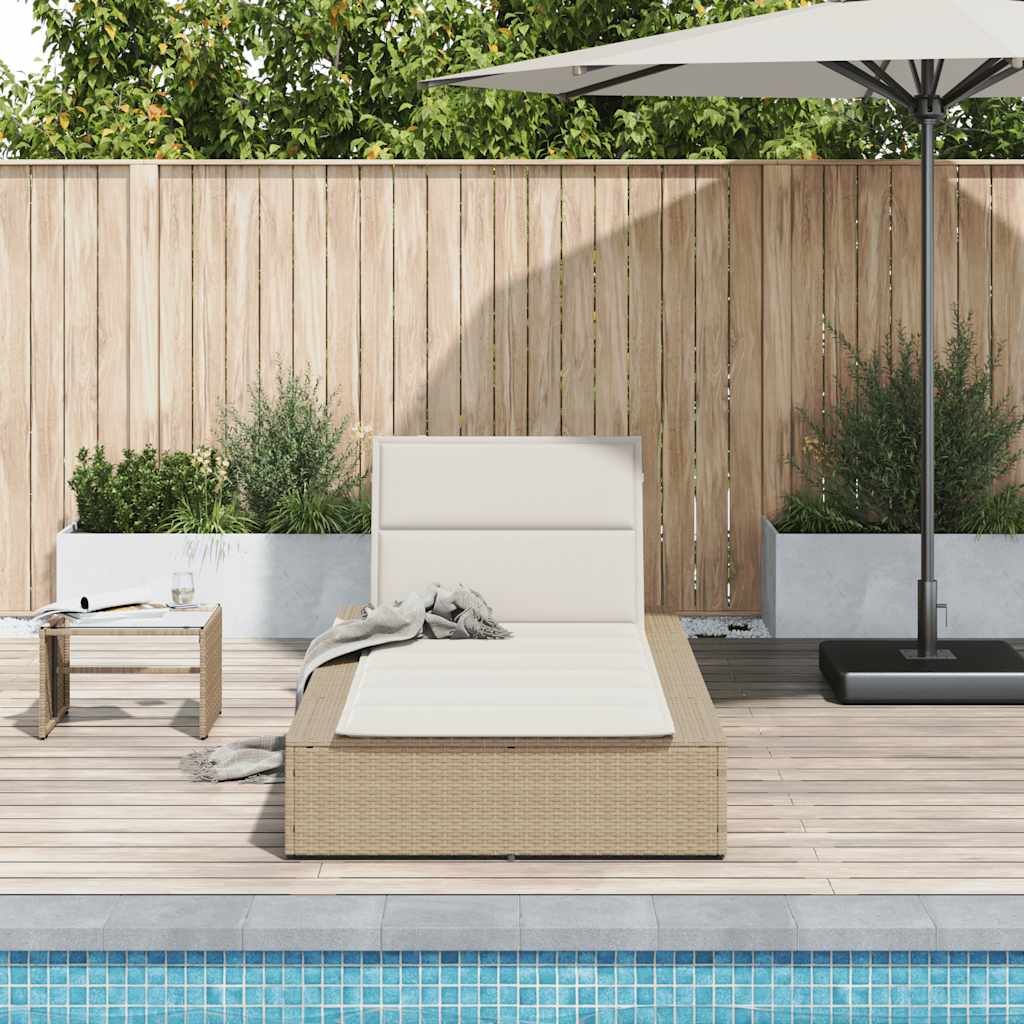 Thumbnail - vidaXL Sonnenliege mit schwebender Auflage Beige Poly Rattan