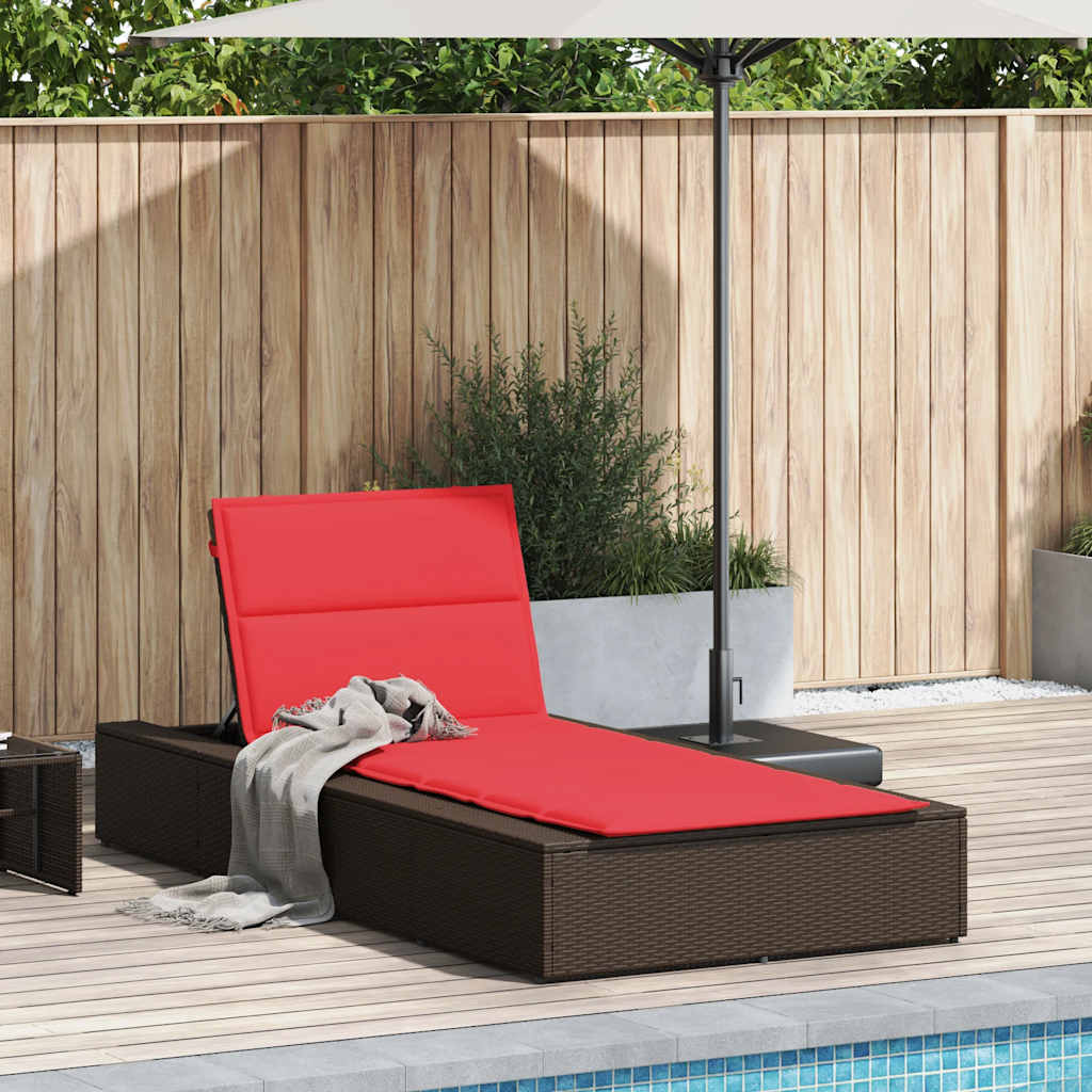 Thumbnail - vidaXL Sonnenliege mit schwebender Auflage Braun Poly Rattan