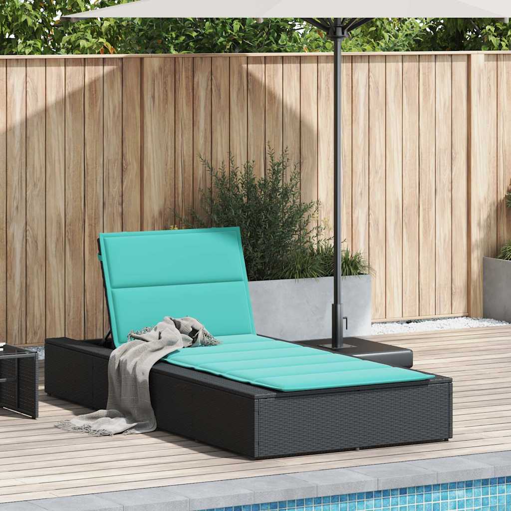 vidaXL Ligbed met zwevend kussen poly rattan zwart afbeelding