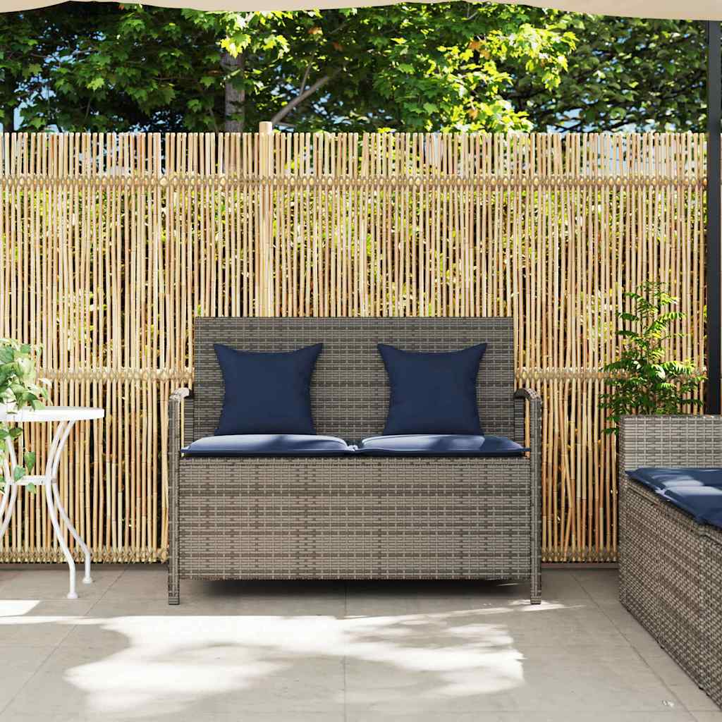 Thumbnail - vidaXL Gartenbank mit Stauraum und Kissen Grau Poly Rattan