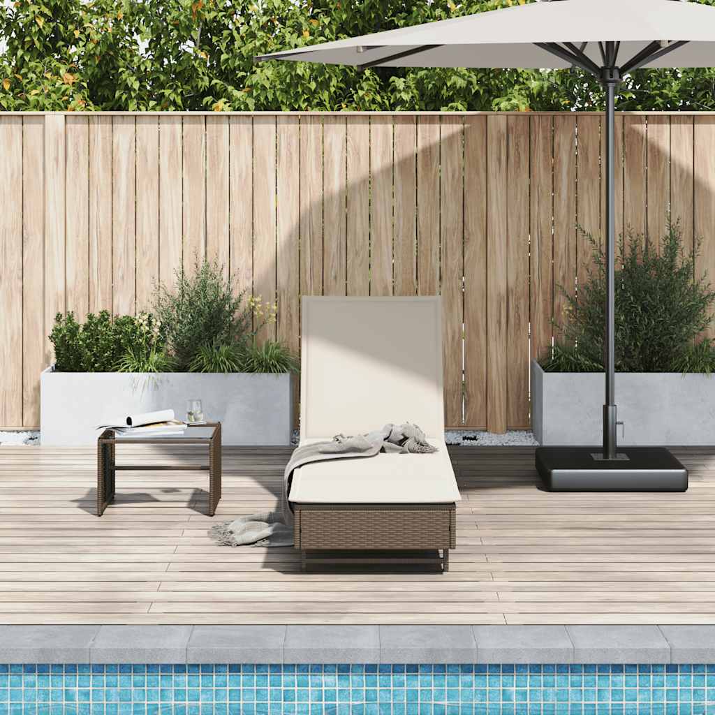 vidaXL Ligbed met wielen en kussen poly rattan bruin afbeelding