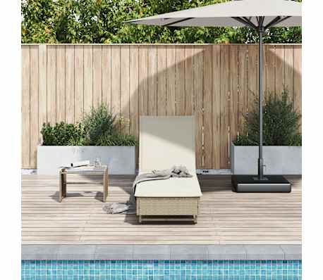 vidaXL b&eacute;zs polyrattan napoz&oacute;&aacute;gy p&aacute;rn&aacute;val &eacute;s kerekekkel