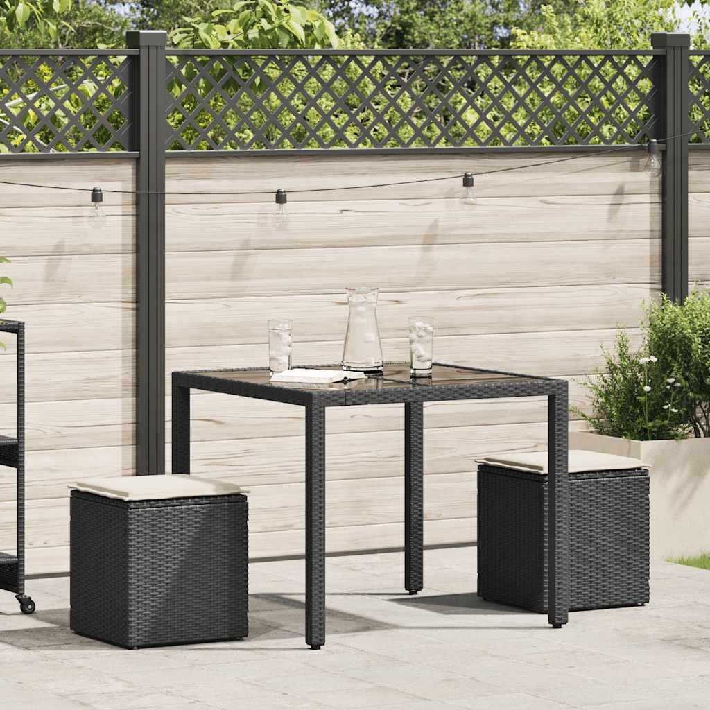 vidaXL Tuinkrukken met kussens 2 st 40x40x43 cm poly rattan zwart afbeelding