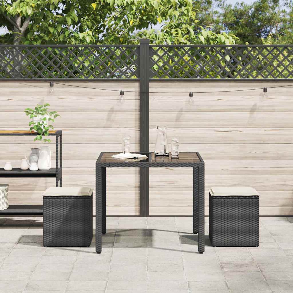 Thumbnail - vidaXL Gartenhocker mit Kissen 2 Stk. Schwarz 40x40x43 cm Poly Rattan
