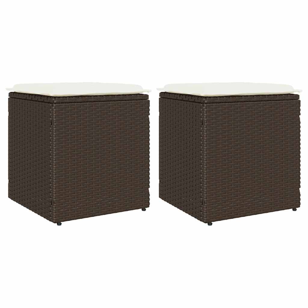 vidaXL Scaune de grădină cu perne 2 buc Maro 40x40x43 cm Poly Ratan