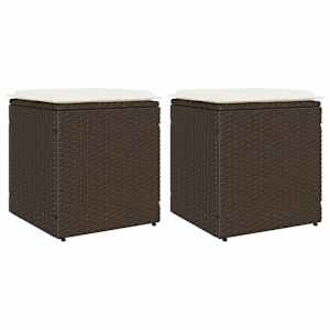 Vrtni stolčki z blazinami 2 kosa Rjava 40x40x43 cm Poly Rattan