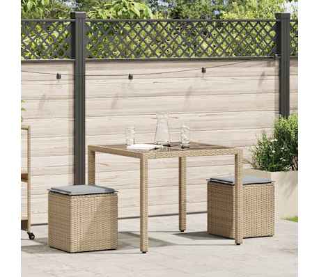 vidaXL Scaune de grădină cu perne 2 buc Bej 40x40x43 cm Poly Ratan