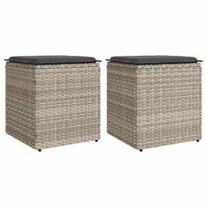 Vrtni stolčki z blazinami 2 kosa svetlo siva 40x40x43 cm