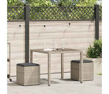 vidaXL sodo taburetės su pagalvėlėmis 2 vnt &scaron;viesiai pilkos 40x40x43cm