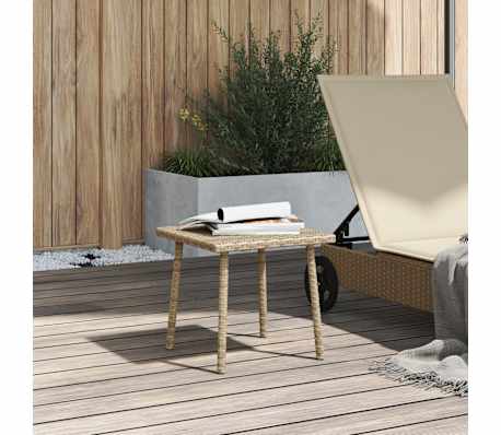 vidaXL Garden Coffee Table Rectangular Beige 40x40x37 cm Poly Rattan