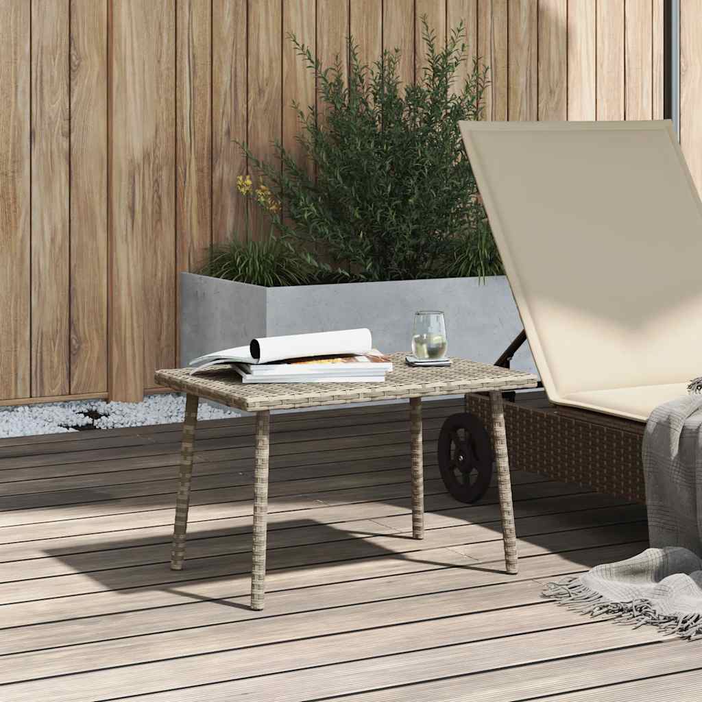 Thumbnail - vidaXL Garten-Couchtisch Rechteckig Hellgrau 60x40x37 cm Poly Rattan