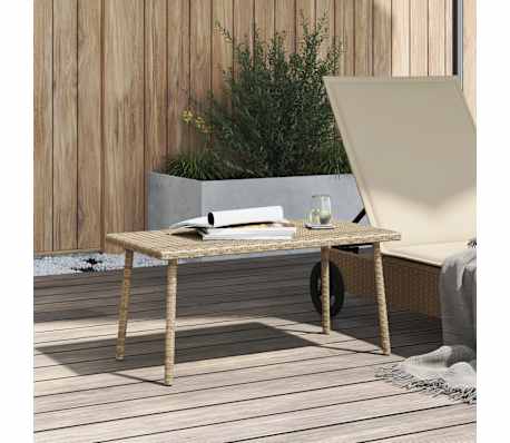 vidaXL Garten-Couchtisch Rechteckig Beige 80x40x37 cm Poly Rattan
