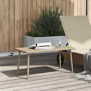 vidaXL Garten-Couchtisch Rechteckig Beige 80x40x37 cm Poly Rattan