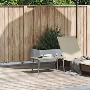 Vrtna kavna miza pravokotna svetlo siva 80x40x37 cm poli ratan