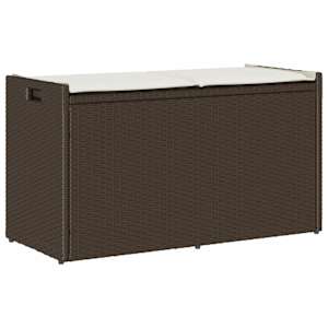 Zunanja klop za shranjevanje z blazino Brown 100 cm Poly Rattan