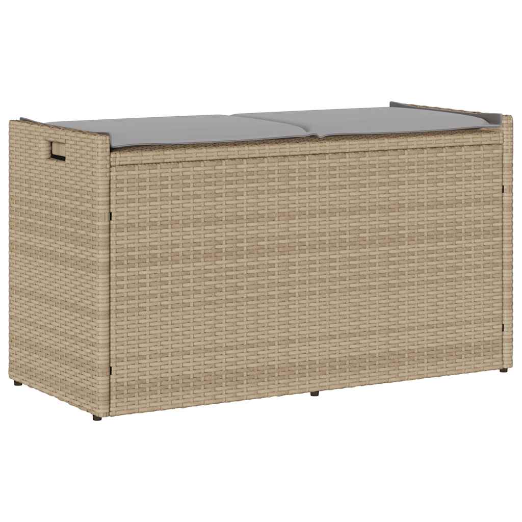 vidaXL Outdoor-Sitzbank mit Stauraum und Kissen Beige 100 cm