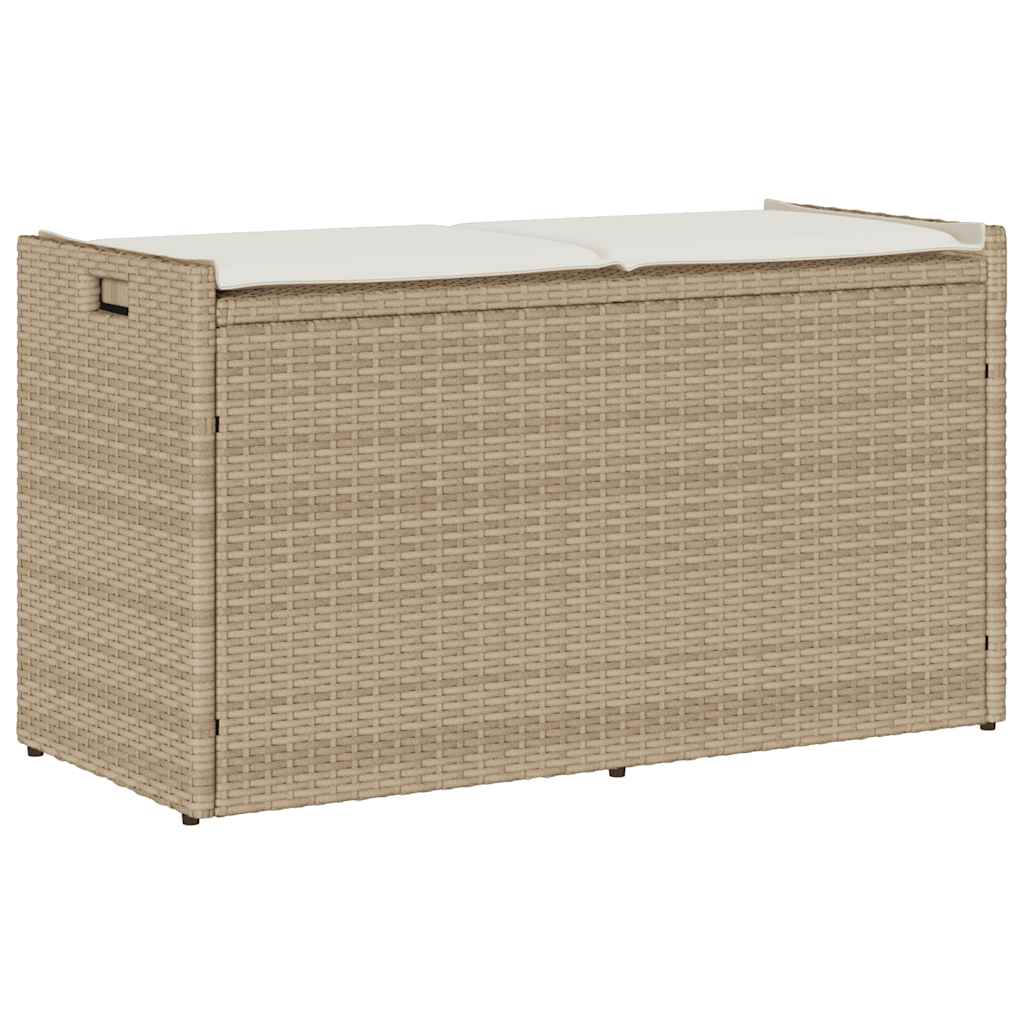 vidaXL Outdoor-Sitzbank mit Stauraum und Kissen Beige 100 cm