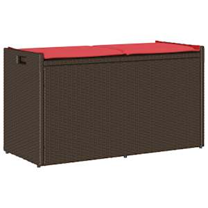 Zunanja klop za shranjevanje z blazino Brown 100 cm Poly Rattan