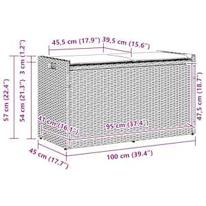 Venkovní úložná lavice s polštářem Brown 100 cm Poly Rattan - obrázek 11