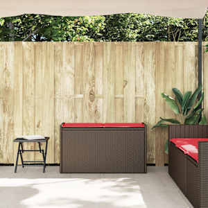 Venkovní úložná lavice s polštářem Brown 100 cm Poly Rattan - obrázek 3