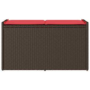 Venkovní úložná lavice s polštářem Brown 100 cm Poly Rattan - obrázek 4