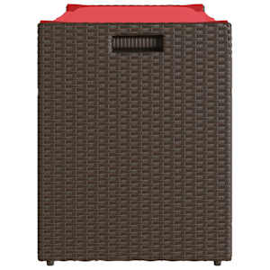 Venkovní úložná lavice s polštářem Brown 100 cm Poly Rattan - obrázek 5
