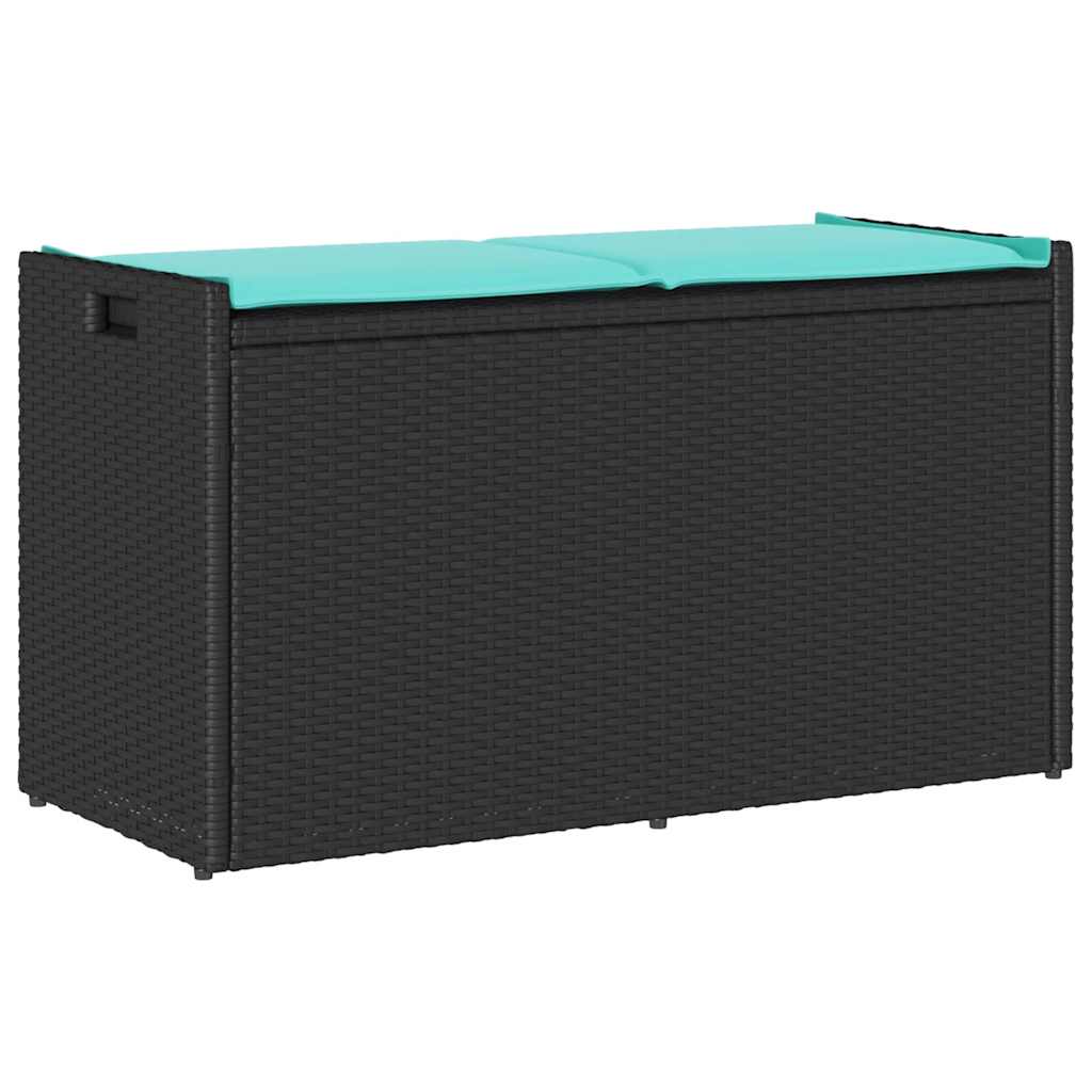 vidaXL Banc de rangement extÃ©rieur coussin noir 100 cm rÃ©sine tressÃ©e-image-8721158667014