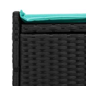 Venkovní lavice s polštářem černá 100 cm Poly ratan - obrázek 8