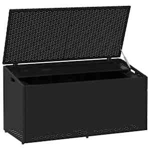 Zahradní úložný box černý 110 x 50 x 58 cm polyratan - obrázek 4