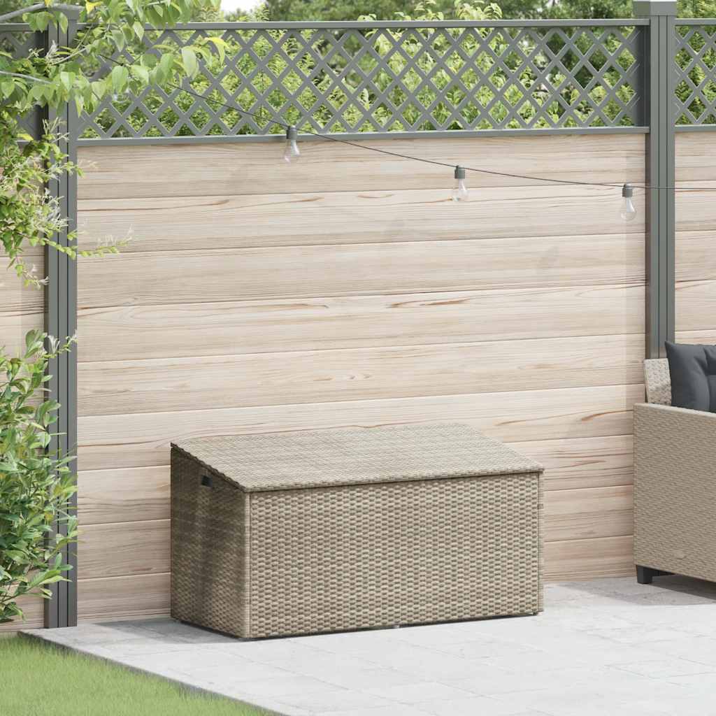 vidaXL világosszürke polyrattan kerti tárolóláda 110x50x58 cm