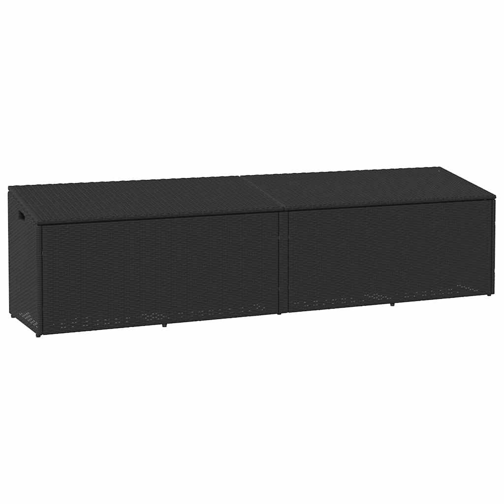 vidaXL Garten-Auflagenbox Schwarz 220x50x58 cm Poly Rattan