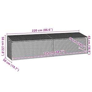 Zahradní úložný box černý 220x50x58 cm polyratan - obrázek 11
