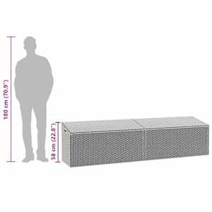 Zahradní úložný box černý 220x50x58 cm polyratan - obrázek 12