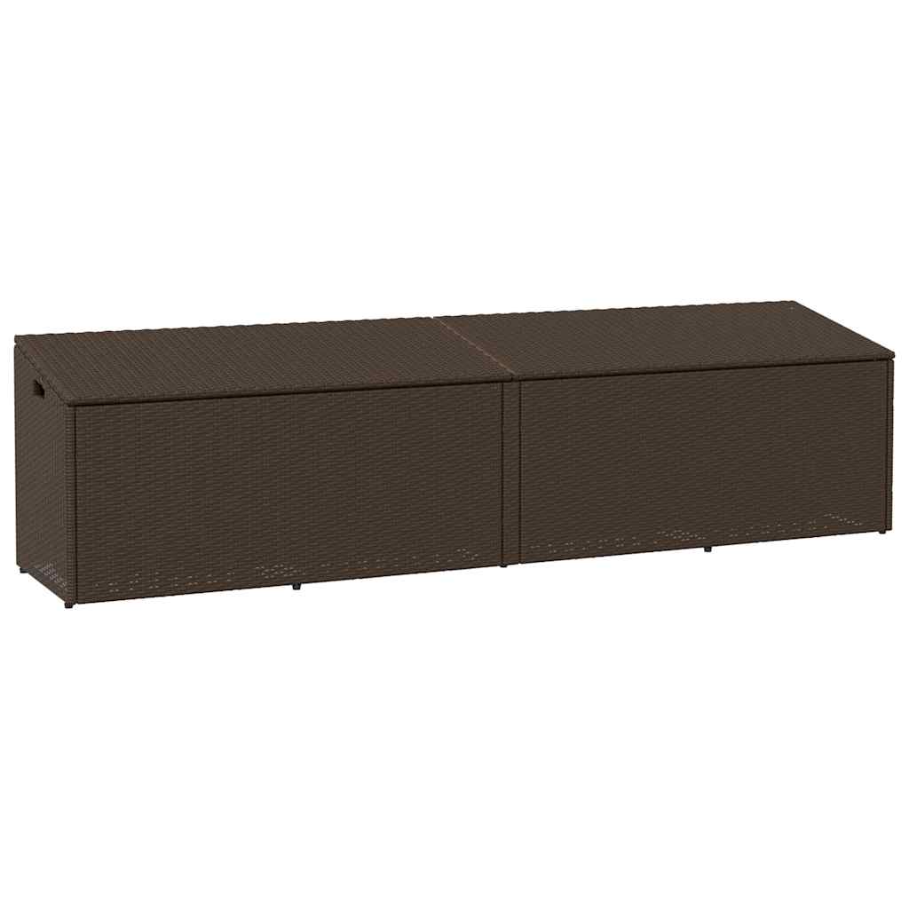 vidaXL Garten-Auflagenbox Braun 220x50x58 cm Poly Rattan