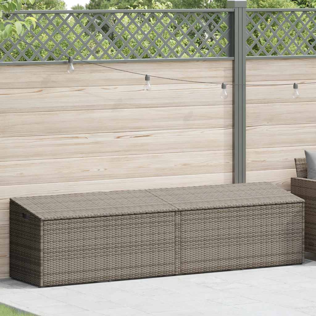 Opbevaringskasse til haven i polyrattan - 220 × 50 × 58 cm, grå