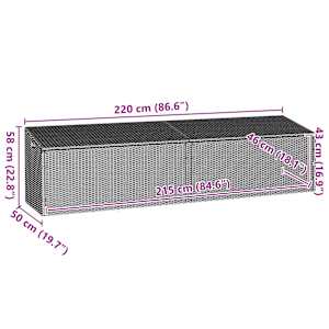 Zahradní úložný box šedý 220x50x58 cm polyratan - obrázek 11