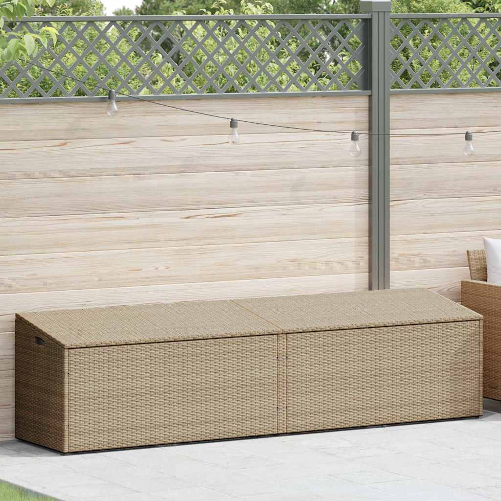 vidaXL bézs polyrattan kerti tárolóláda 220x50x58 cm