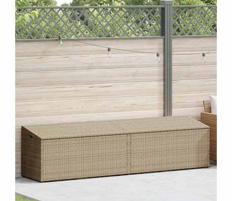vidaXL Bo&icirc;te de rangement de jardin beige 220x50x58 cm r&eacute;sine tress&eacute;e