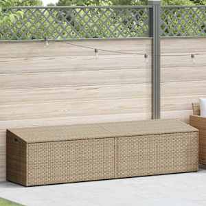 vidaXL Bo&icirc;te de rangement de jardin beige 220x50x58 cm r&eacute;sine tress&eacute;e