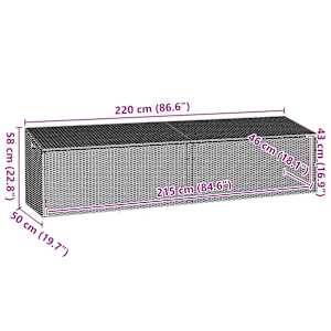 Zahradní úložný box světle šedý 220x50x58 cm polyratan - obrázek 10