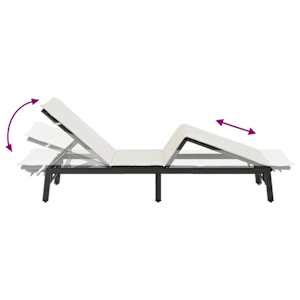 Zahradní lehátko s polštářem černé polyratanové - obrázek 9