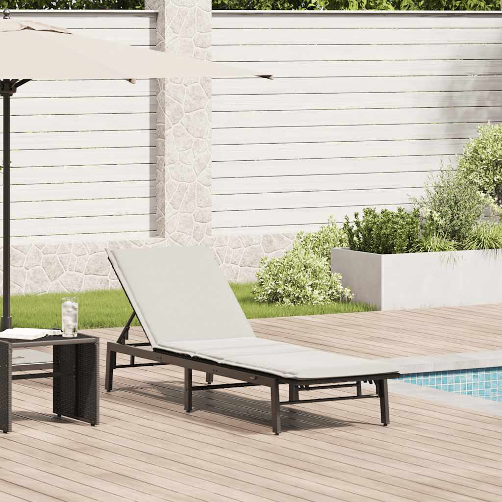 vidaXL Sonnenliege mit Auflage Schwarz Poly-Rattan