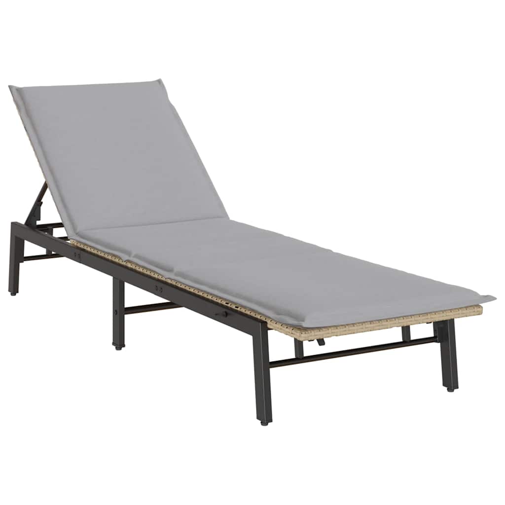 Thumbnail - vidaXL Sonnenliege mit Auflage Beige Poly Rattan