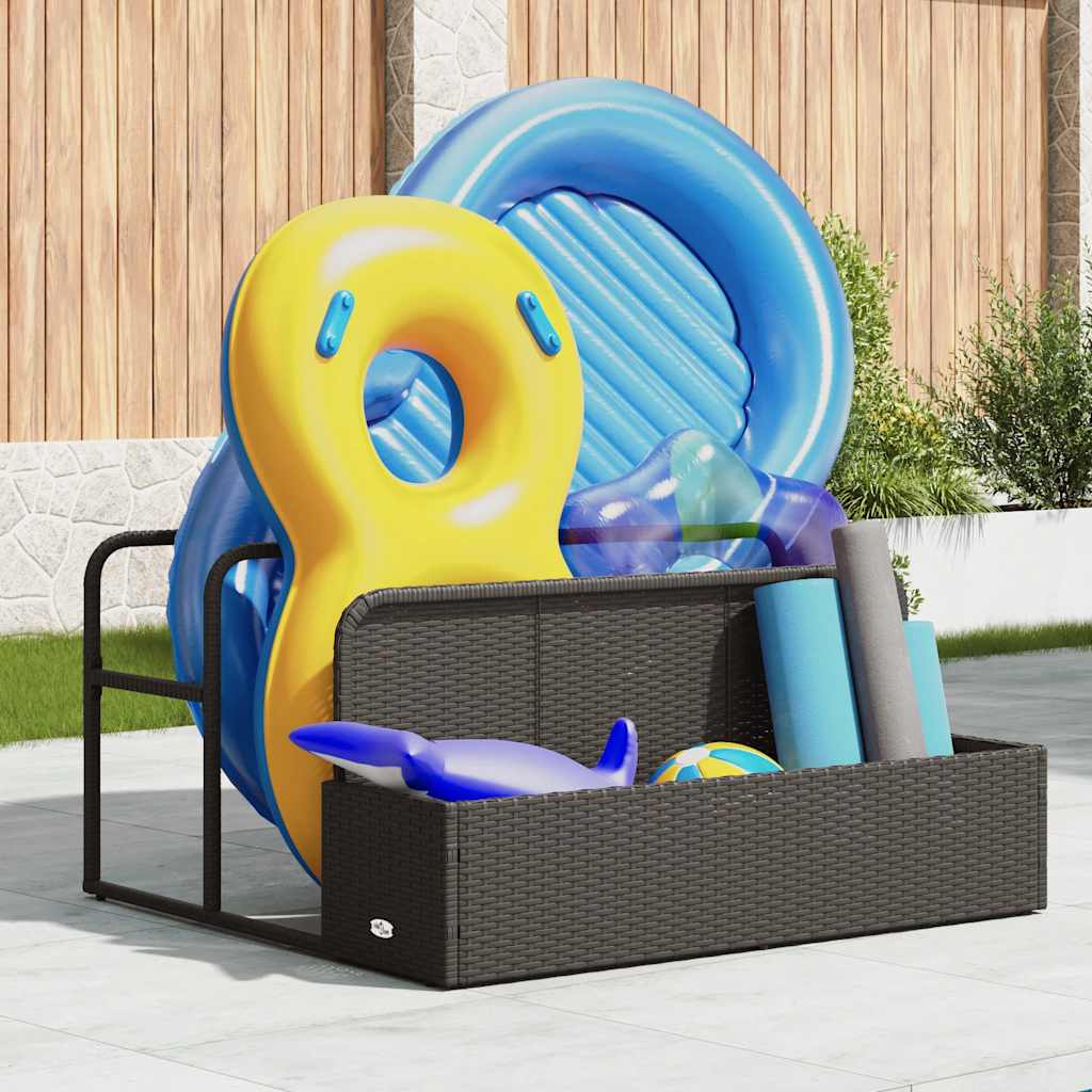 vidaXL fekete polyrattan medence melletti úszótároló 110x100x57 cm
