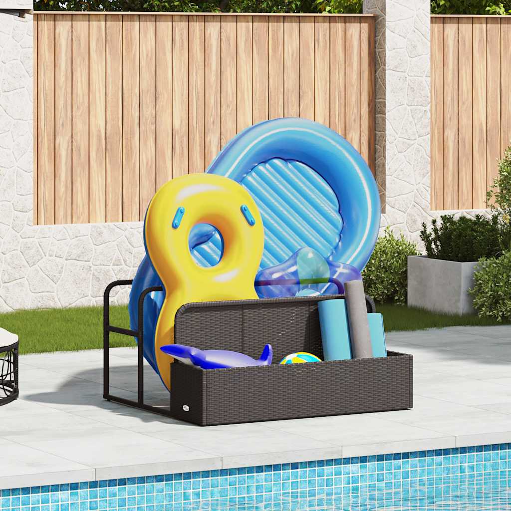 vidaXL Pool Aufbewahrungsbehälter Schwarz 110x100x57 cm Poly Rattan