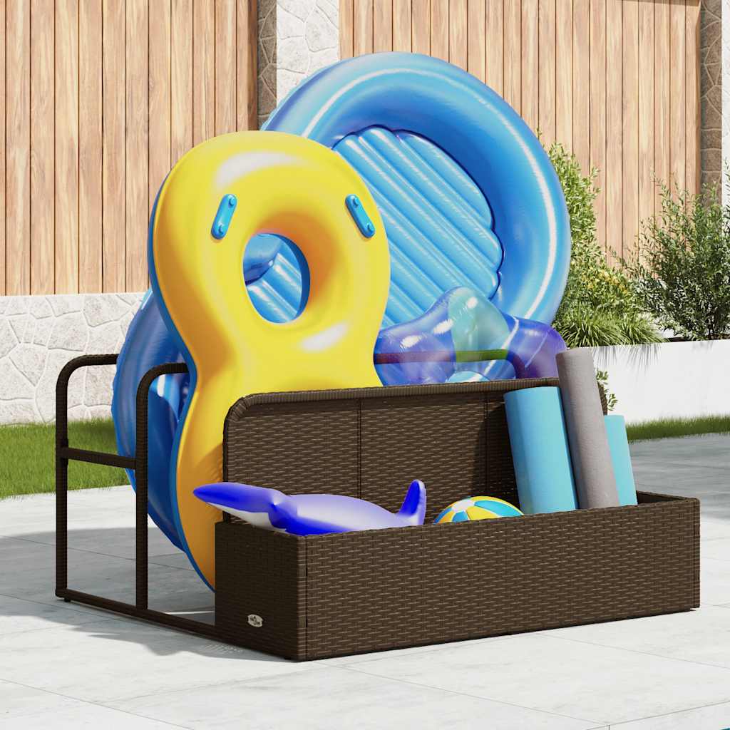 vidaXL barna polyrattan medence melletti úszótároló 110x100x57 cm